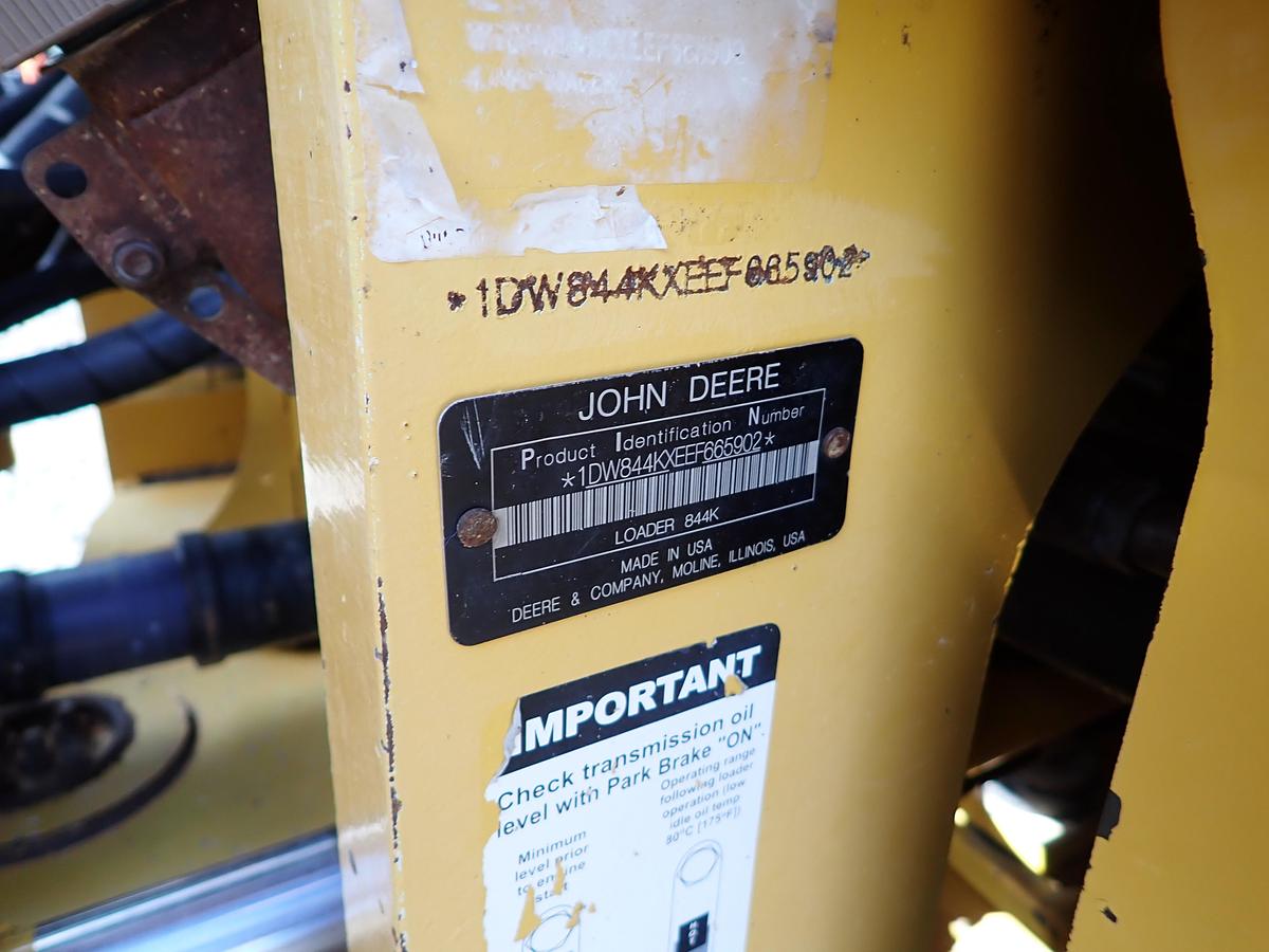 Used 2015 John Deere 844K II Wheel Loader HIGH LIFT