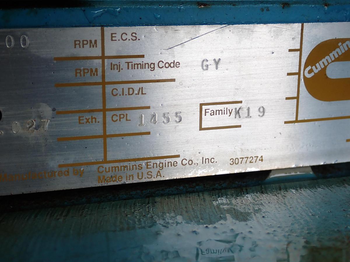 Used 1992 Cummins KTA19-G3 Diesel Engine POWER UNIT 87 HOURS!