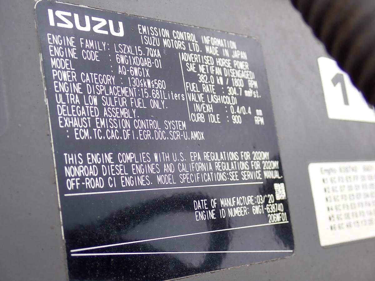 Used 2020 Isuzu 6WG1-XASA-11 Diesel Engine