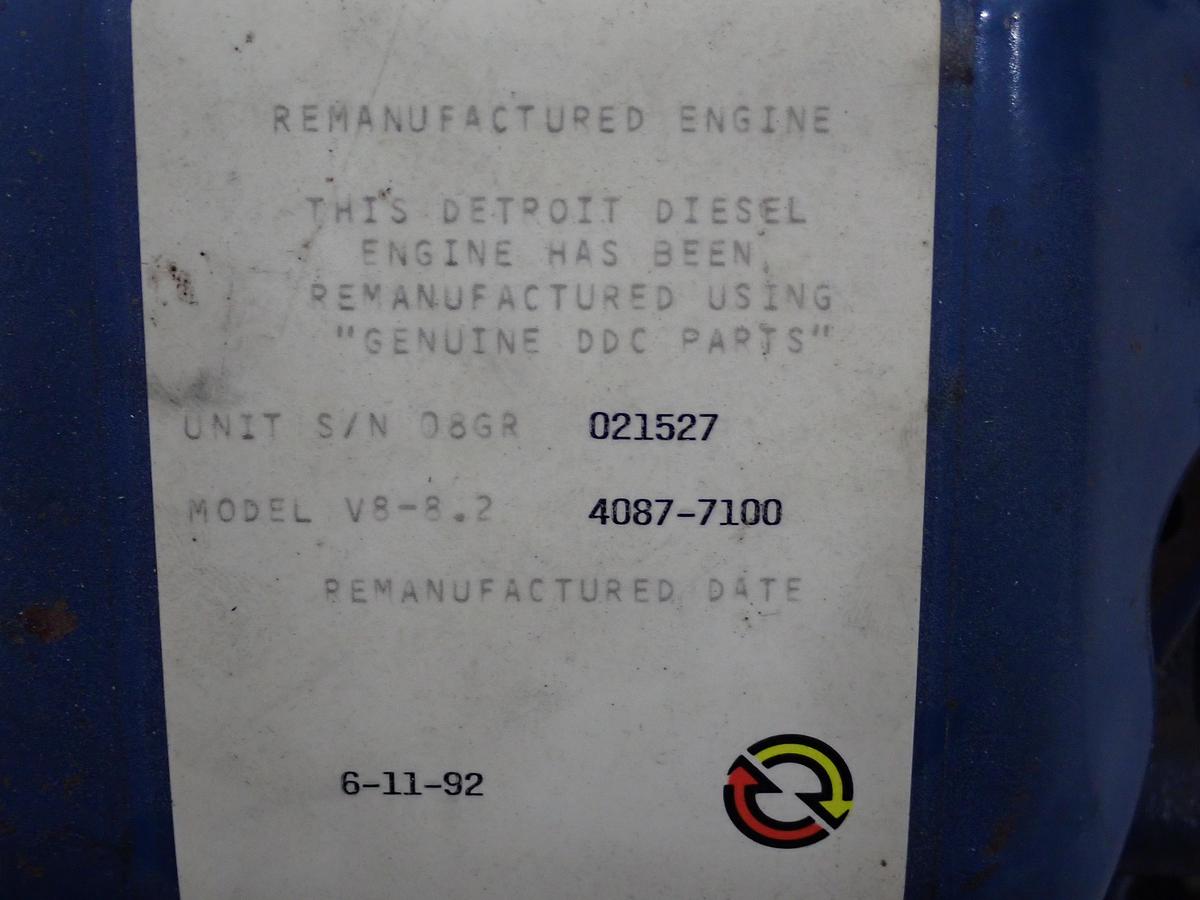1992 Detroit Diesel 8.2 Liter Engine FACTORY REMAN!