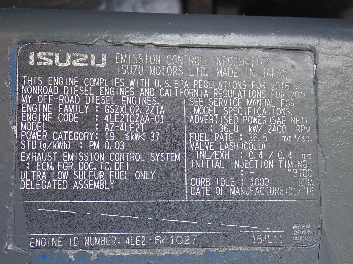 Used 2016 Isuzu 4LE2 Turbo Diesel Engine LOW HOUR REBUILD