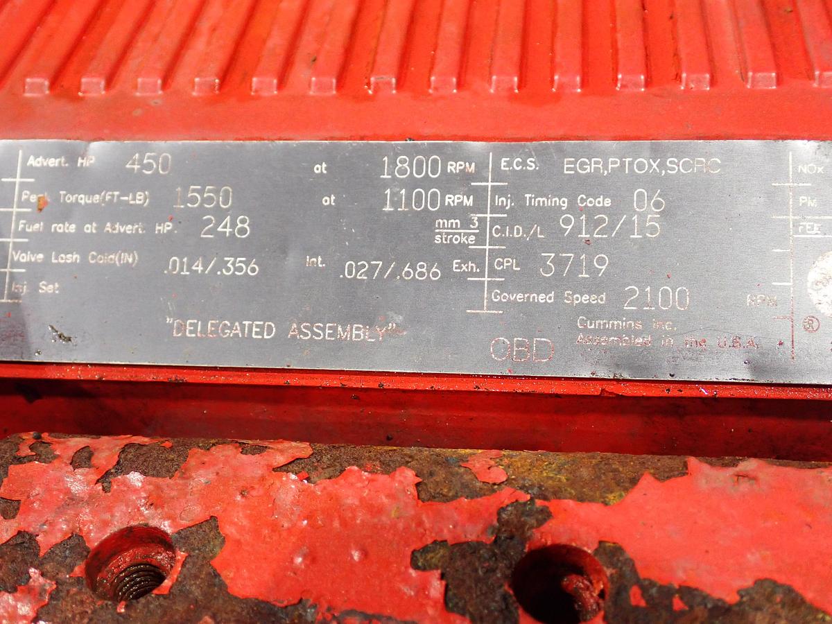 Used 2012 Cummins ISX15 450 Diesel Engine CPL 3719