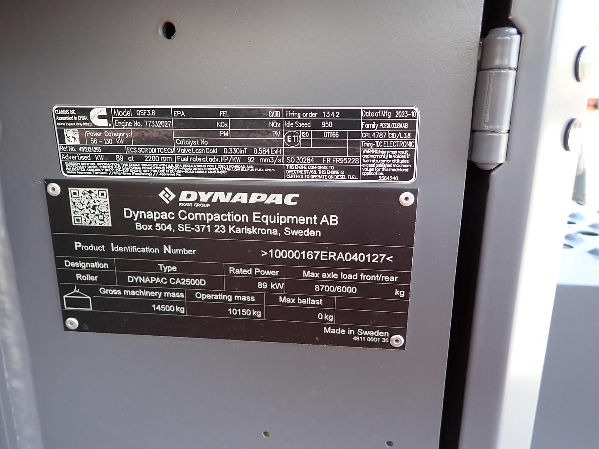 2024 Dynapac CA2500D 84" Vibratory Compactor