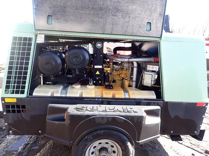 Used 2017 Sullair 375HDPQ 375 CFM Air Compressor JOHN DEERE DIESEL