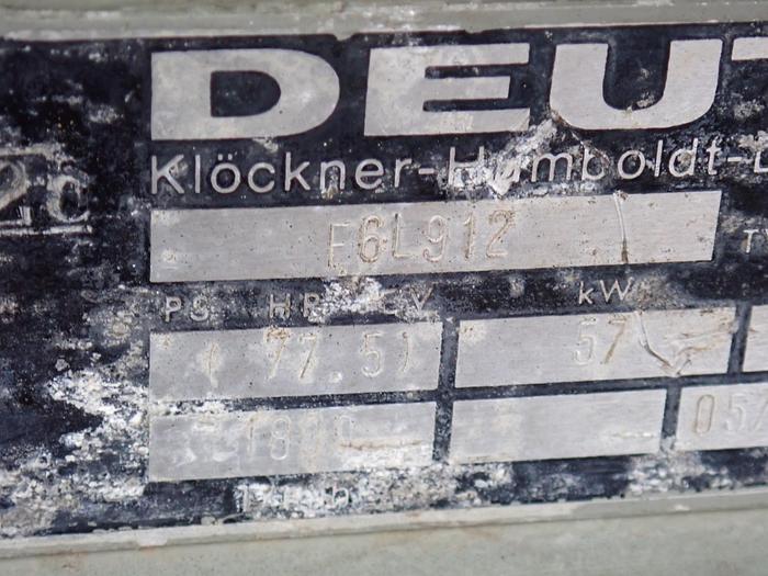 Used DEUTZ F6L912 Diesel Power Unit w/ PTO Clutch