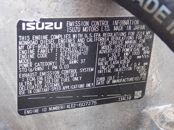 Used 2013 Isuzu 4LE2-TDZBA-01 Diesel Engine