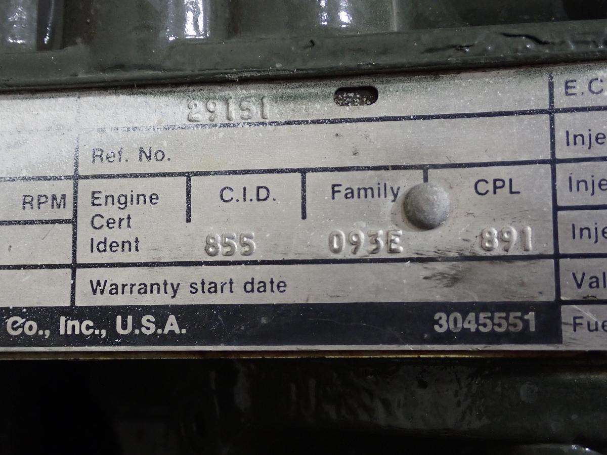 1987 Cummins NTC-400 Diesel Engine CPL 0891 UNUSED SURPLUS!