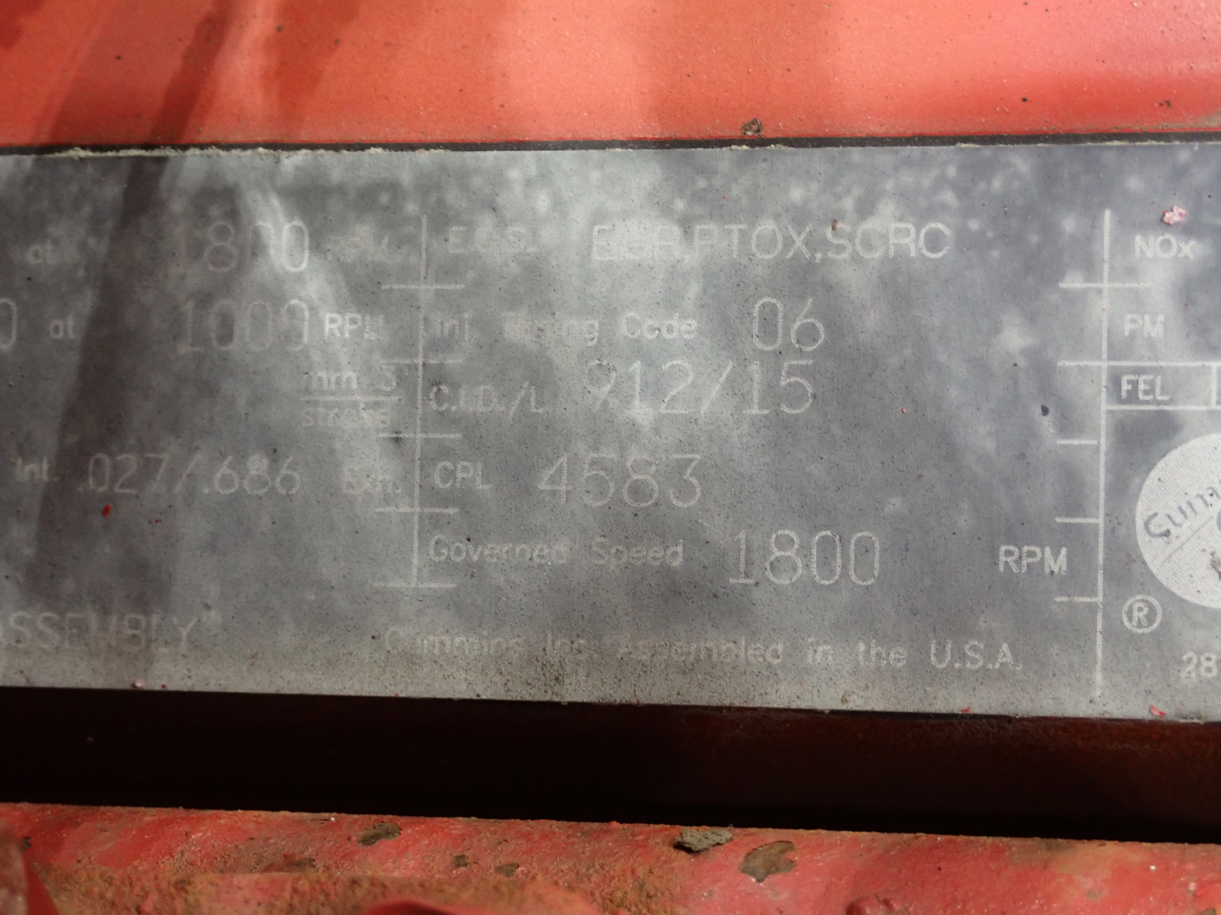 Used 2016 Cummins ISX 400 Diesel Engine CPL 4583