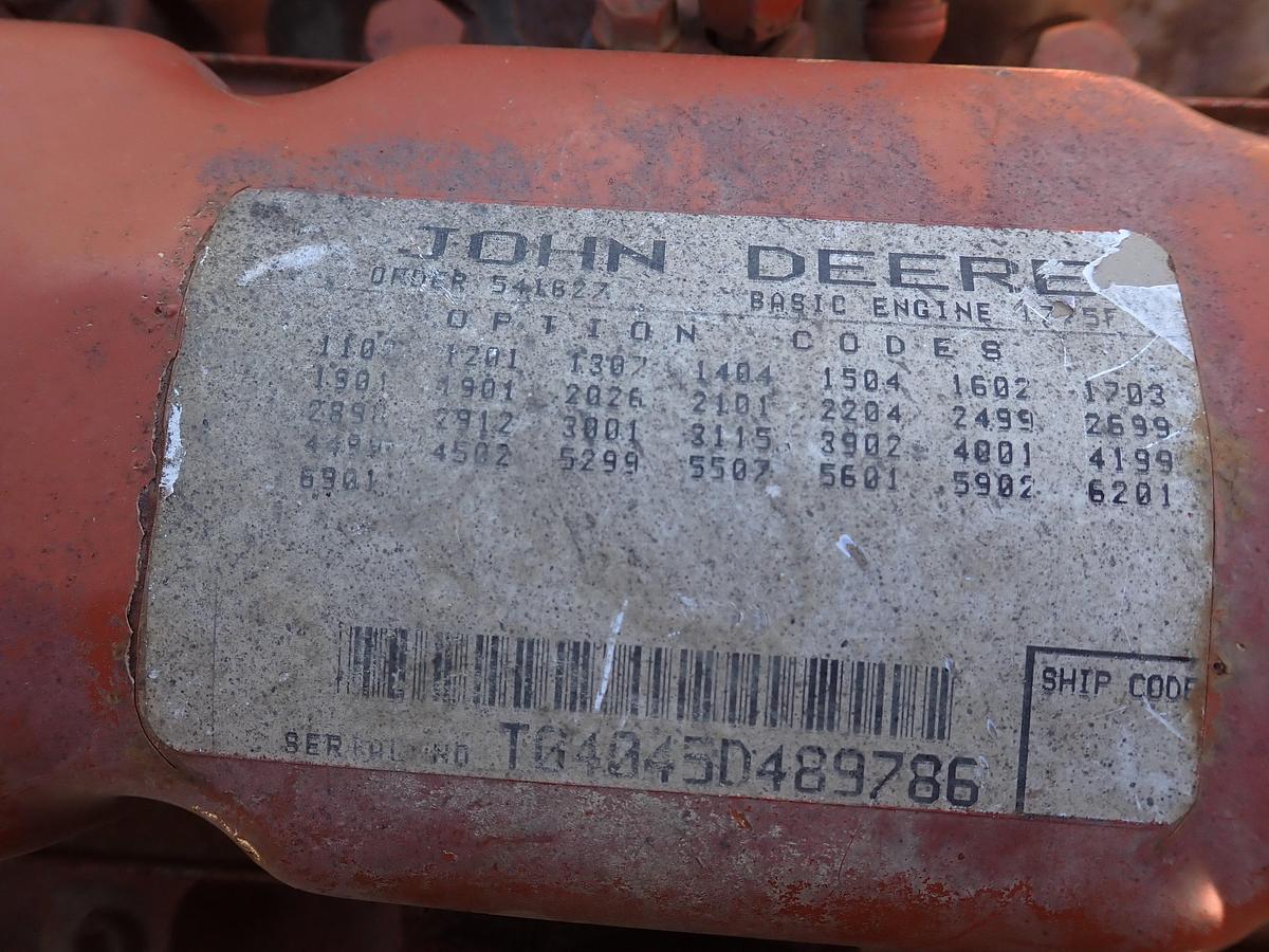 Used John Deere 4045DF001 Diesel Engine 269 HOURS!! 