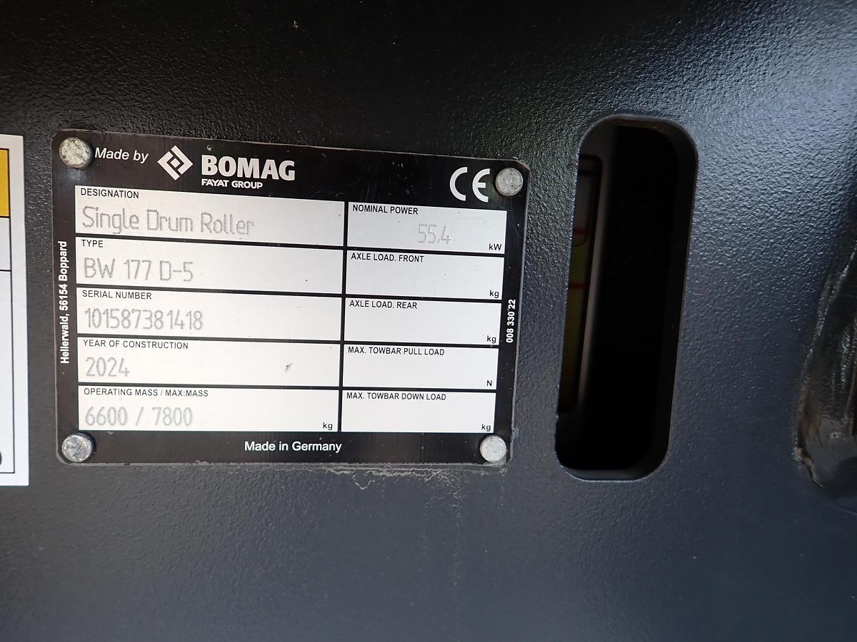 2024 Bomag BW177D-5 Smooth Drum Compactor UNUSED