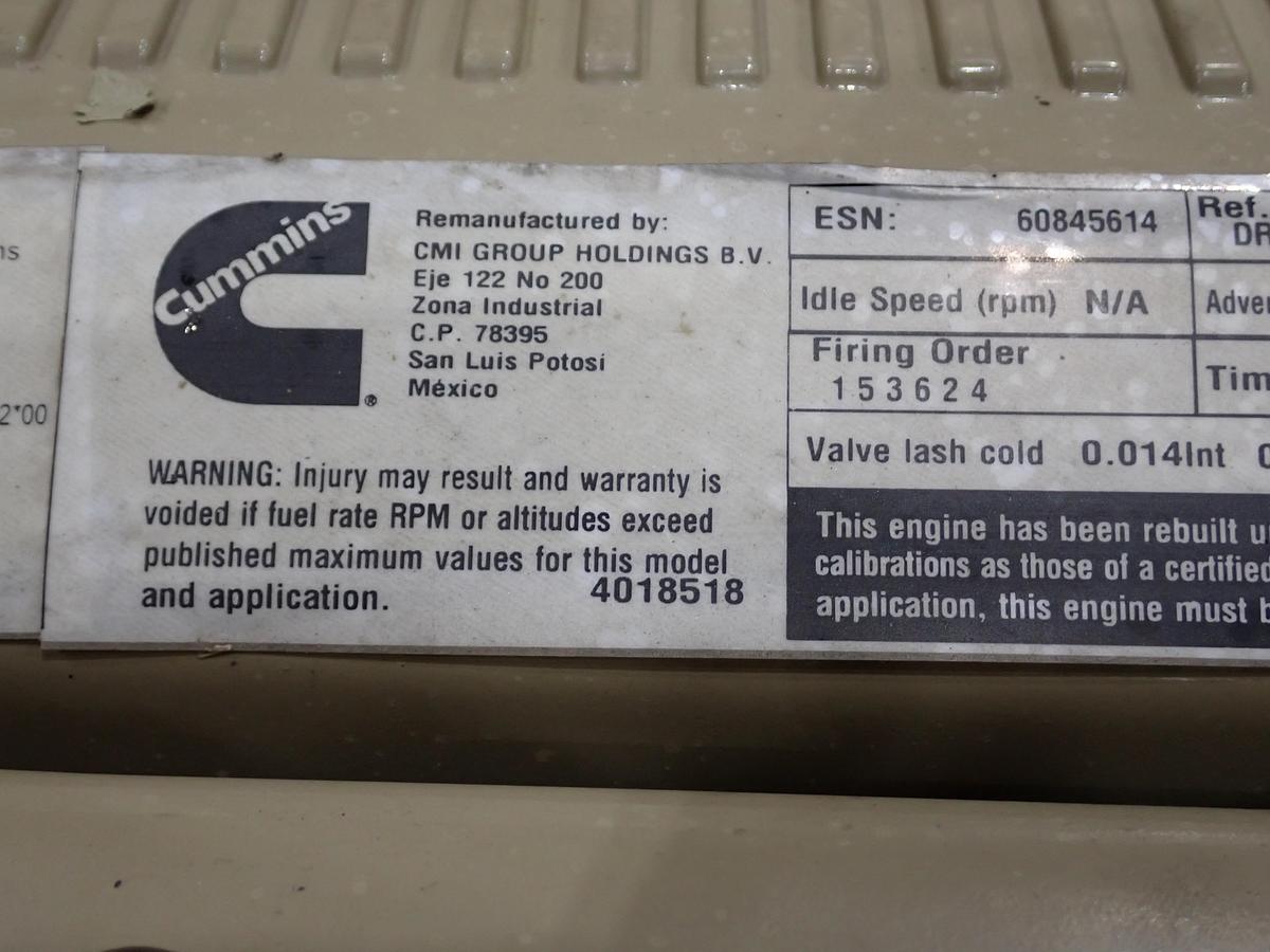 2012 Cummins QSX15 Diesel Engine UNUSED CPL 3350