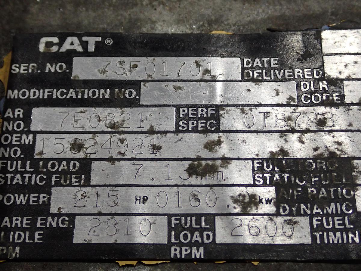 Used 1990 CAT 3116 Diesel Truck Engine 215 HP AR # 7E0821