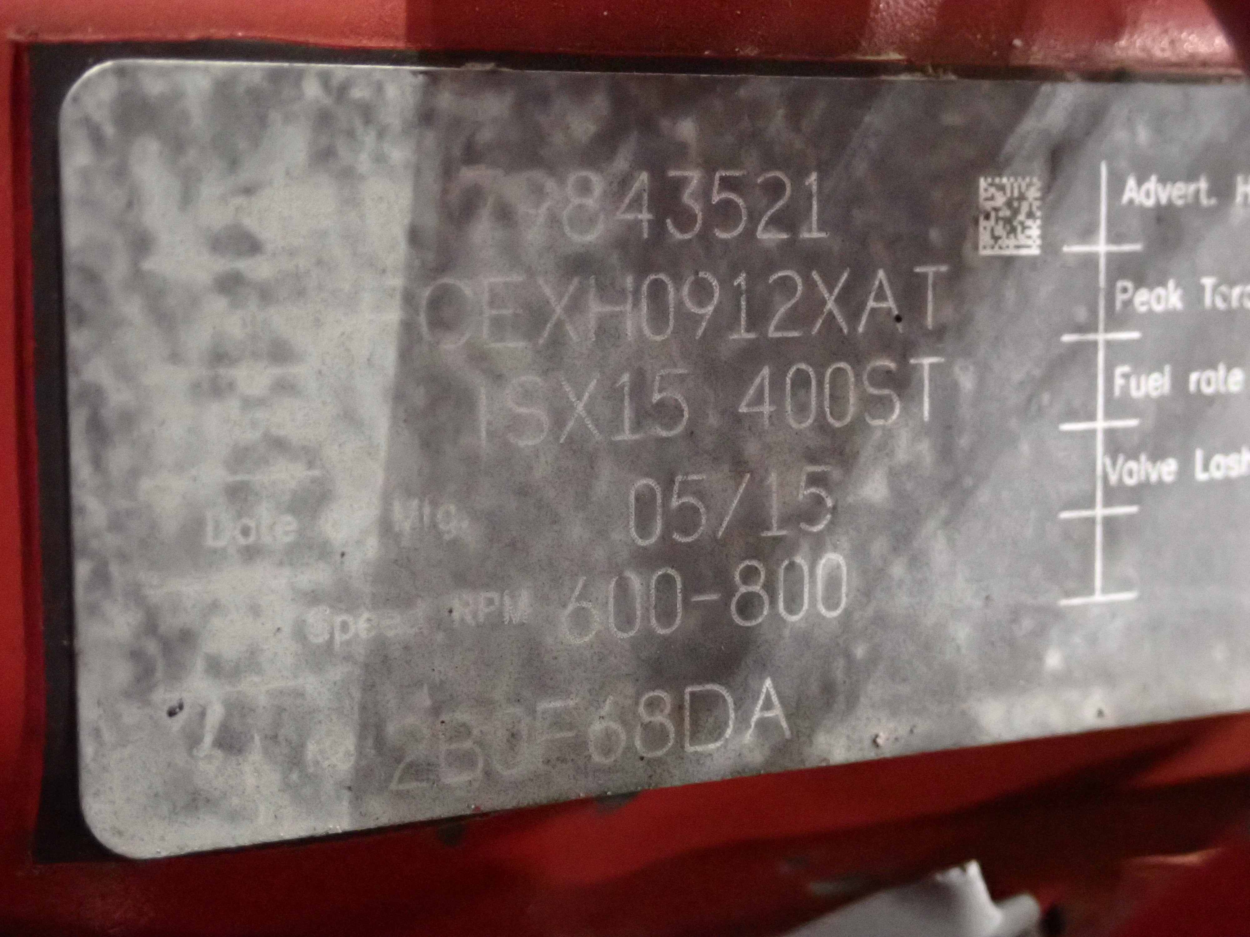 Used 2016 Cummins ISX 400 Diesel Engine CPL 4583