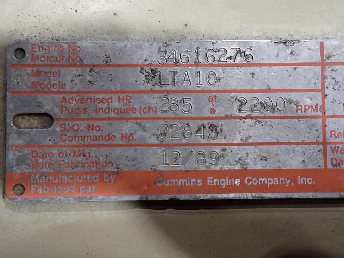 Used 1989 Cummins LTA10 Diesel Engine 27K MILES!