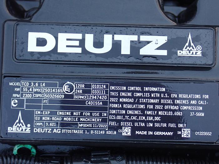 2022 DEUTZ TCD3.6 L4 Diesel Engine FACTORY NEW