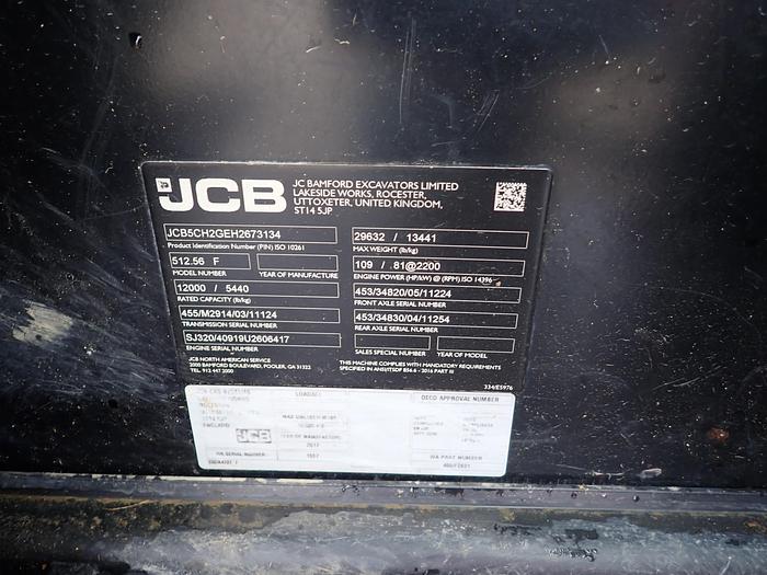 Used 2017 JCB 512-56 Telehandler Forklift