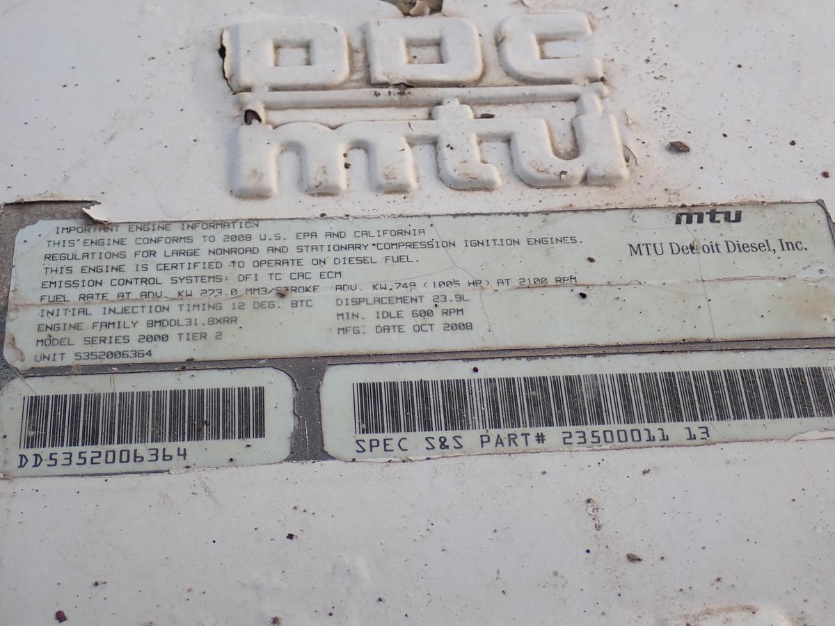 Used 2008 MTU 12V2000 Diesel Engine POWER UNIT 1005 HP