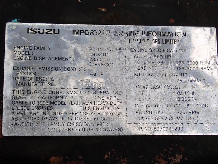 Used 1993 Isuzu 4BD2TC Diesel Engine 