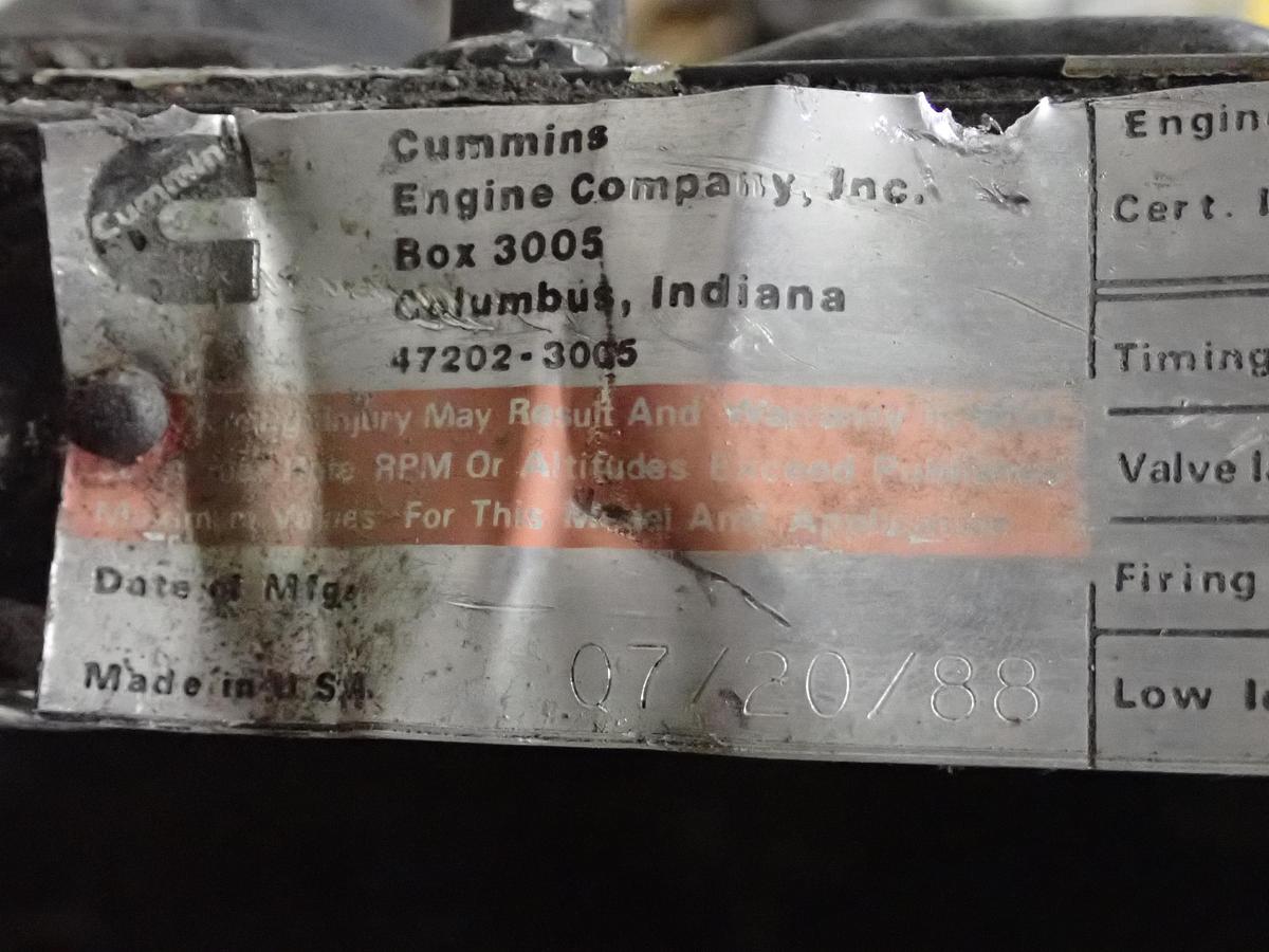 Used 1988 Cummins 6BT 5.9 Turbo Diesel Engine CPL 0597