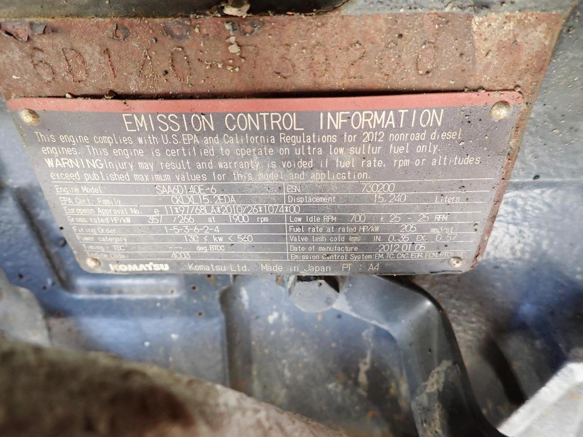 Used 2012 Komatsu SAA6D140E-6 Diesel Engine WA500-7 LOADER