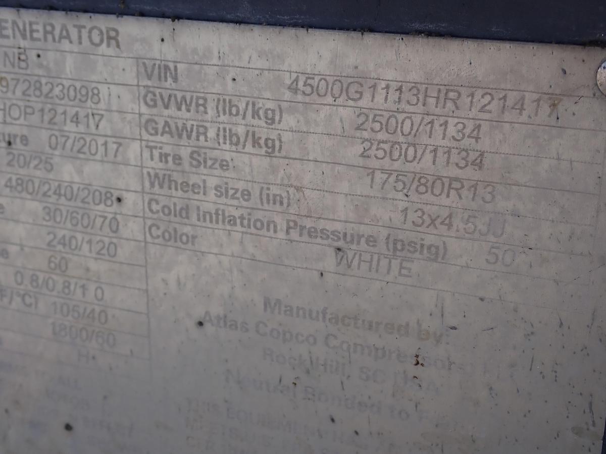 Used 2017 Atlas Copco QAS25 25 KVA Portable Generator