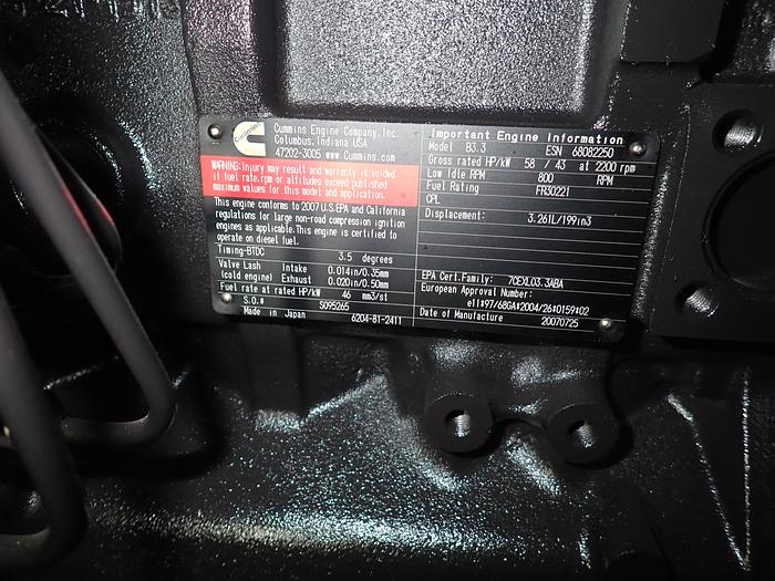 2007 Cummins B3.3 Diesel Engine NEW SURPLUS