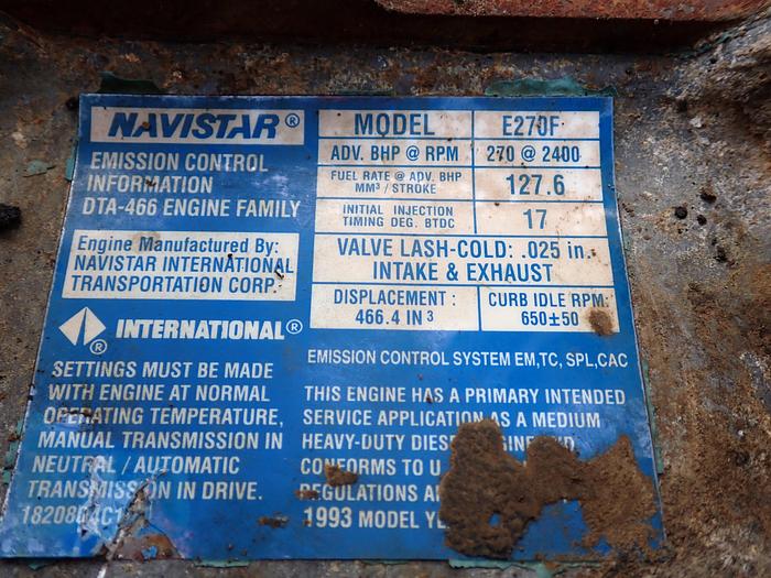 Used 1993 International DT466C E270F 270 HP Truck Engine