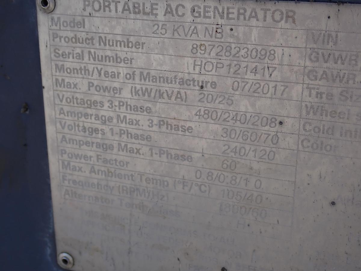 Used 2017 Atlas Copco QAS25 25 KVA Portable Generator