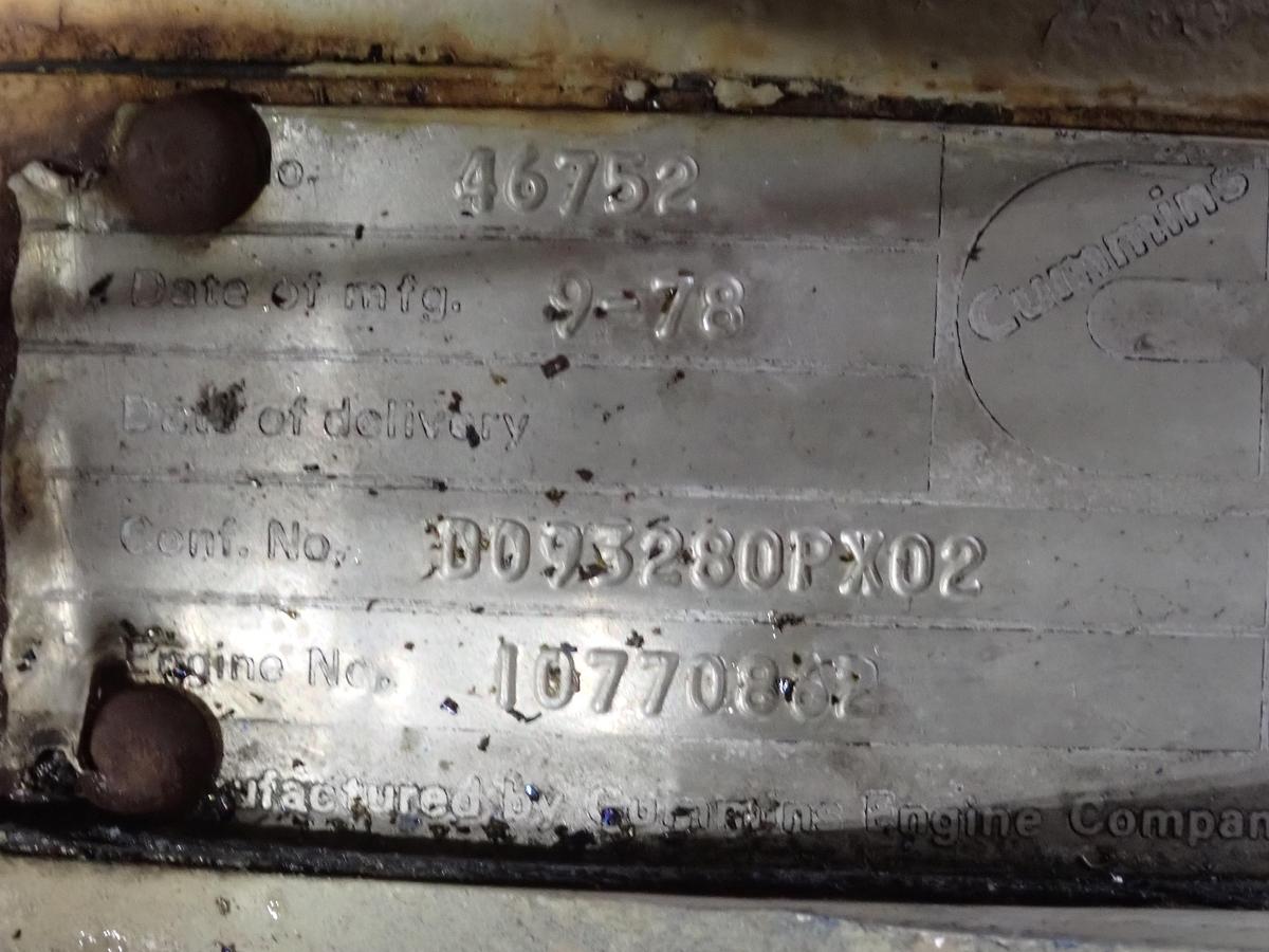 Used 1978 Cummins NTC-855P Small Cam Diesel POWER UNIT CPL 272