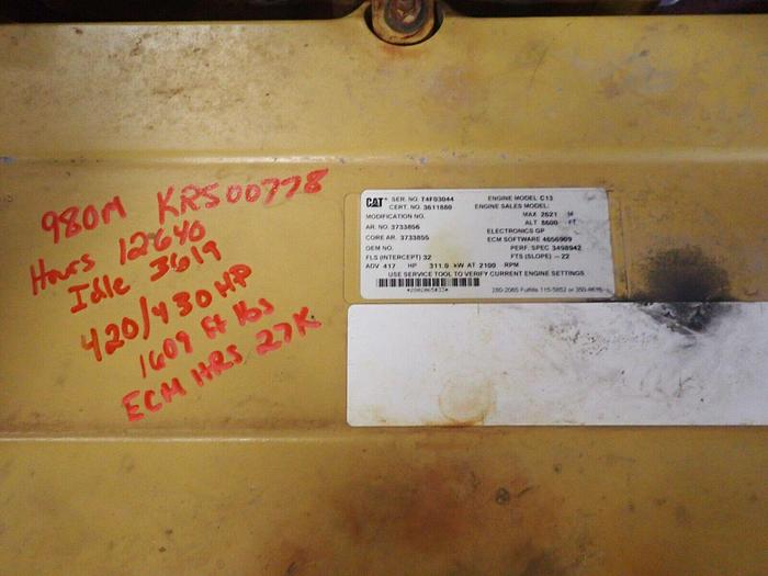 Used Caterpillar 373-3856 C13 Turbo Diesel Engine GOOD RUNNER! 980M Loader CAT