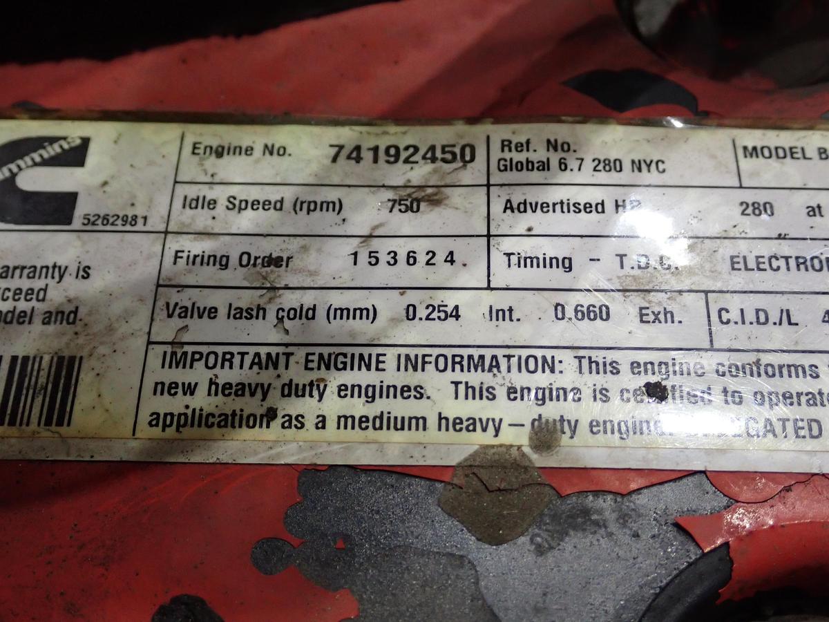 Used 2017 Cummins B6.7 280 Diesel Engine