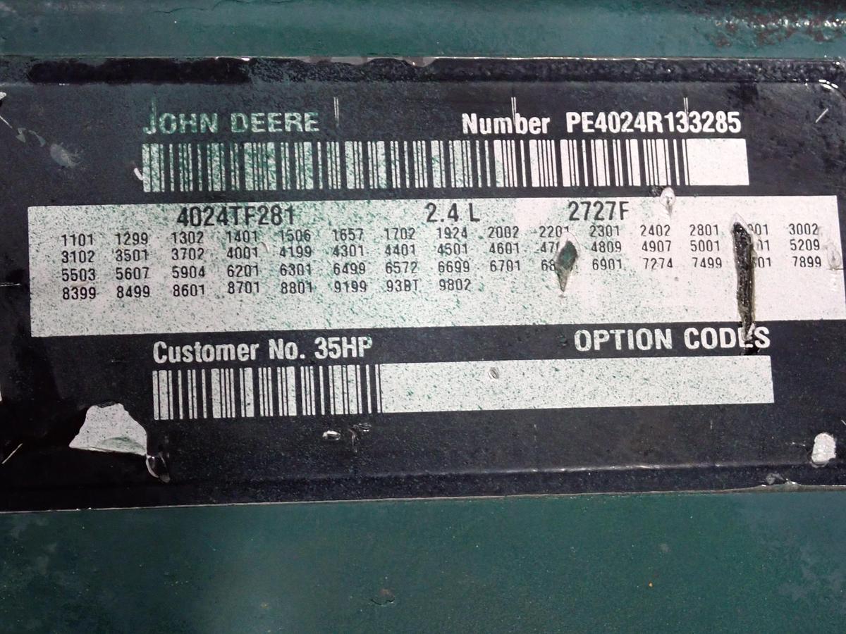Used 2013 John Deere 4024TF281 Diesel Engine POWER UNIT
