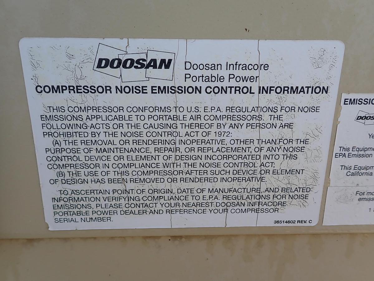 Used 2012 Doosan HP1600 1600 CFM Air Compressor TIER 3