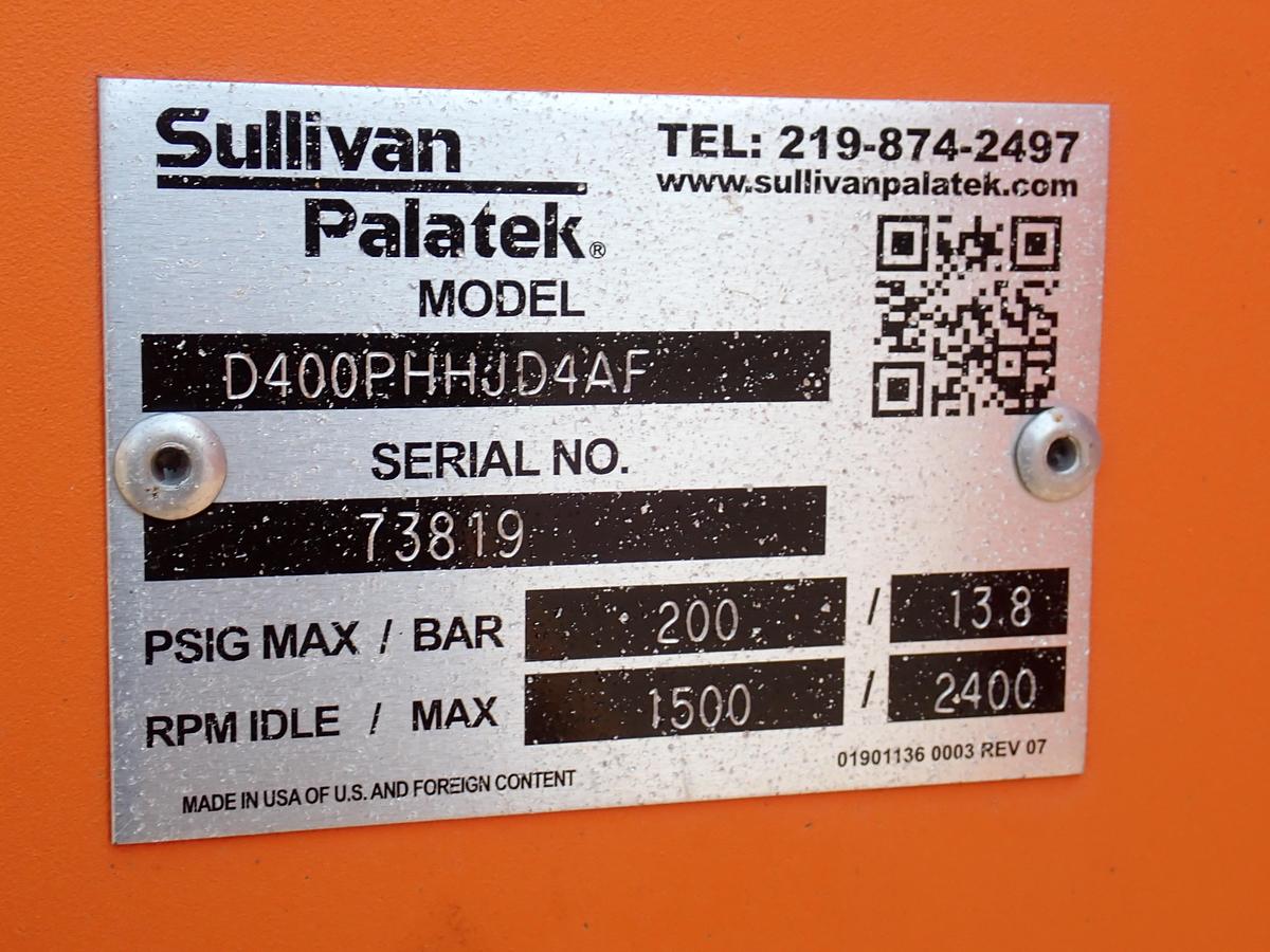 Used 2019 Sullivan Palatek D400PHHJD4AF 400 CFM Air Compressor