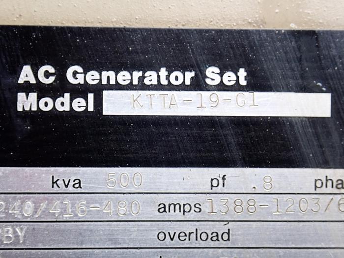 Used 1990 Cummins KTTA19-G1 Generator Set LOW HOURS!