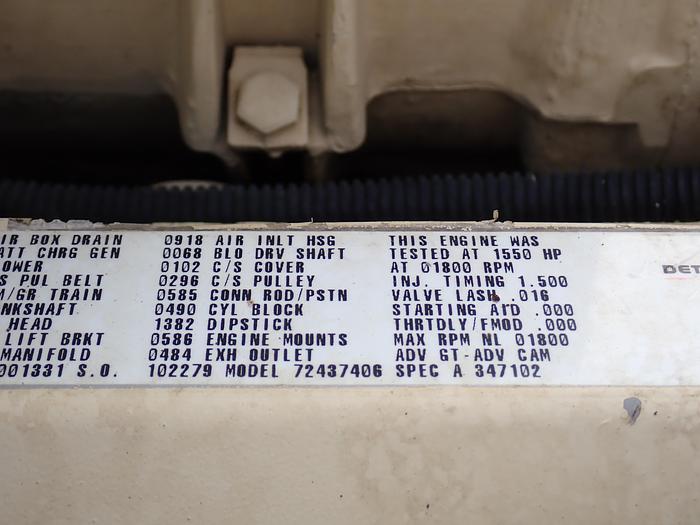 Used Detroit Diesel 24V71 Quad Turbo Engine MODEL 7243-7406