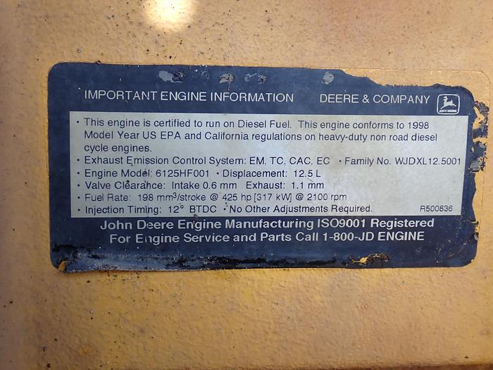 Used 1988 John Deere 6125HF001 Diesel Engine Power Unit