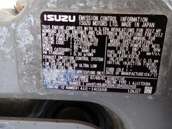 Used 2012 Isuzu 4JJ1 Diesel Engine