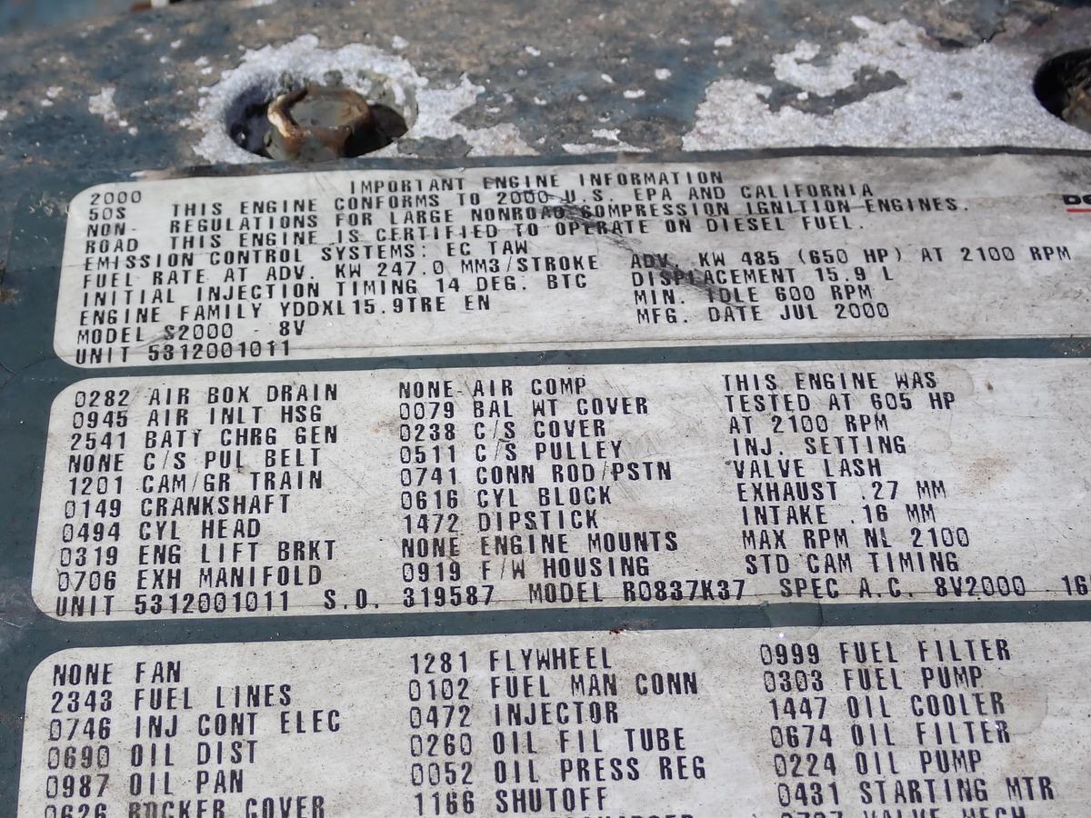 Used 2000 MTU 8V2000