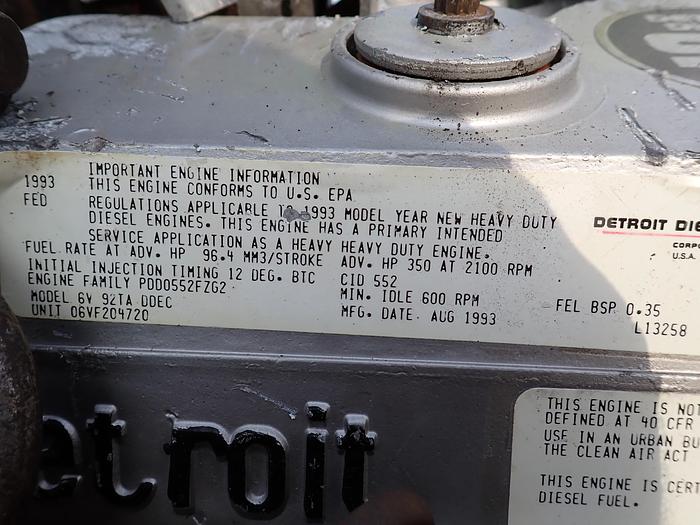 Used 1993 Detroit Diesel 6V92TA Truck Engine 350 HP DDEC