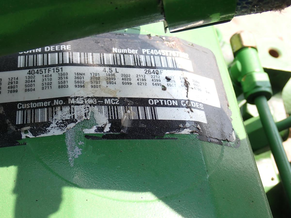 Used John Deere 4045TF151 Diesel Engine LOW HOUR GOV'T SURPLUS
