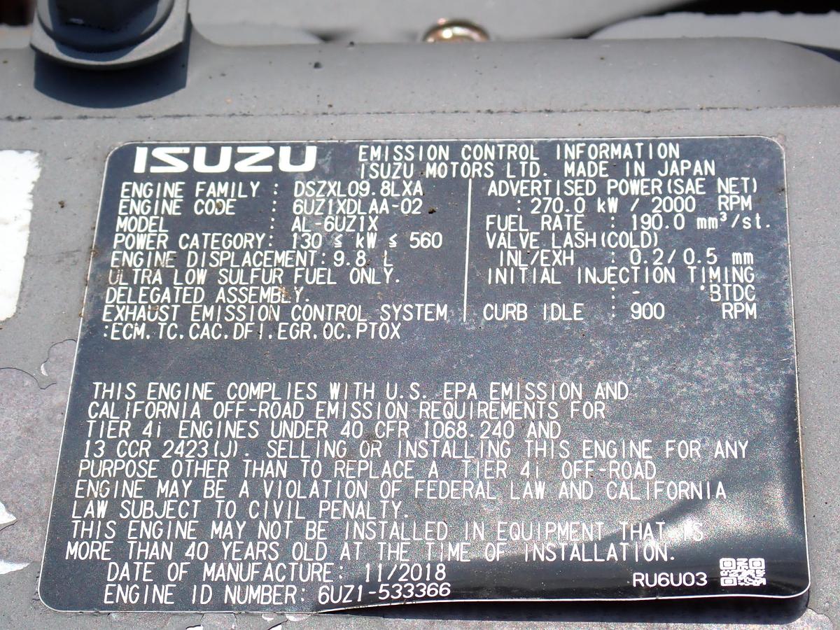 Used 2018 Isuzu 6UZ1-XZSA-01A Diesel Engine 470G JOHN DEERE EXCAVATOR