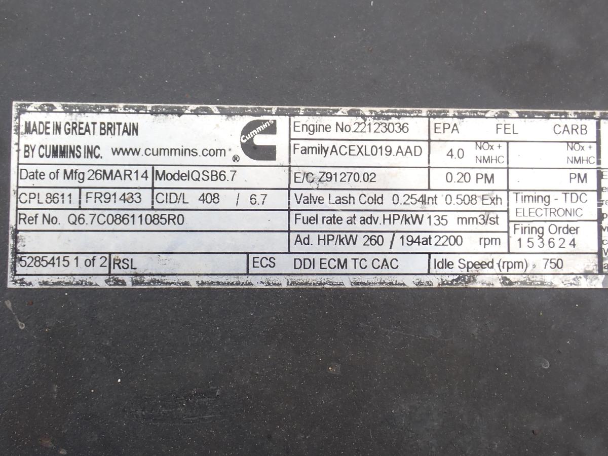 Used 2014 Cummins QSB 6.7 Diesel Engine CPL 8611 464 HOURS!