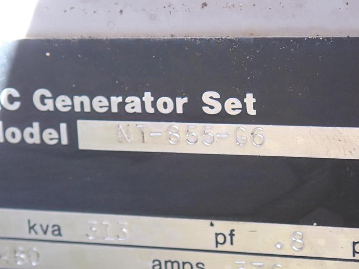 Used 1990 Cummins NT855-G6 250 KW Generator 1168 HOURS!
