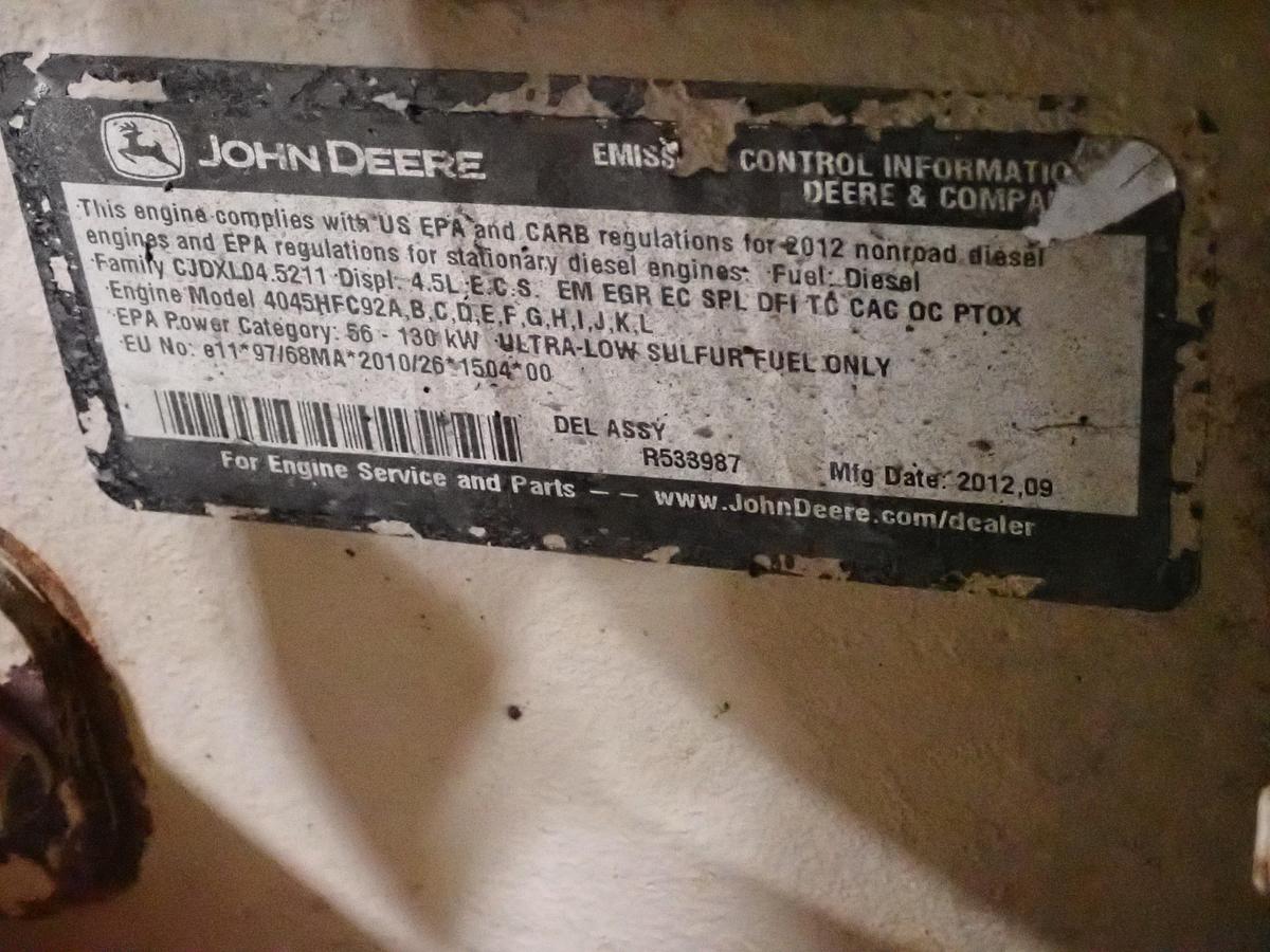Used 2012 John Deere 4045HFC92 Turbo Diesel Engine IT4