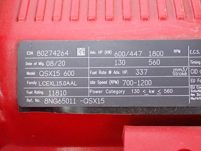 2020 Cummins QSX15 600 Diesel Power Unit CPL 3869