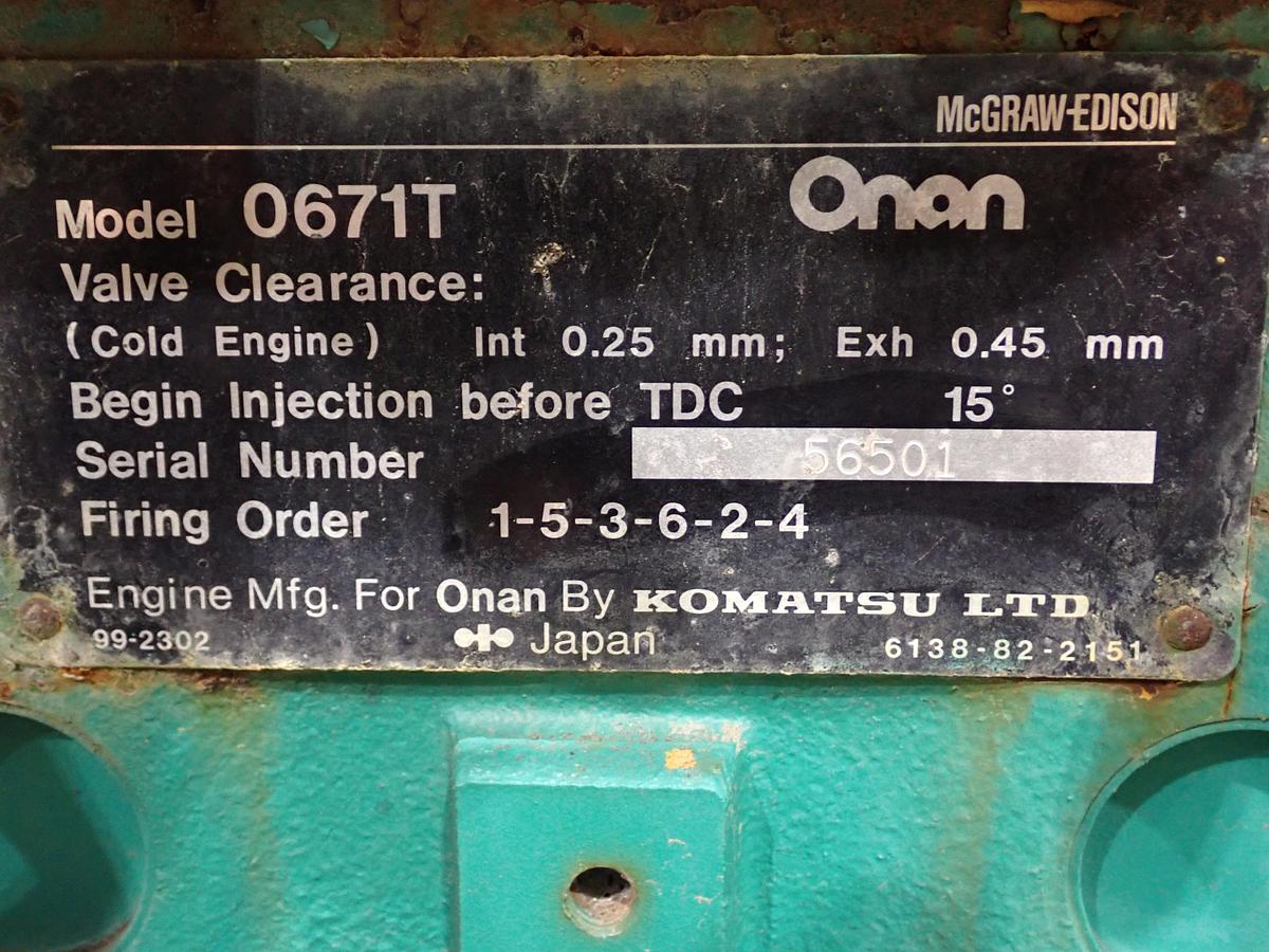 Used Komatsu S6D110-1 Turbo Diesel Engine 341 HOURS!