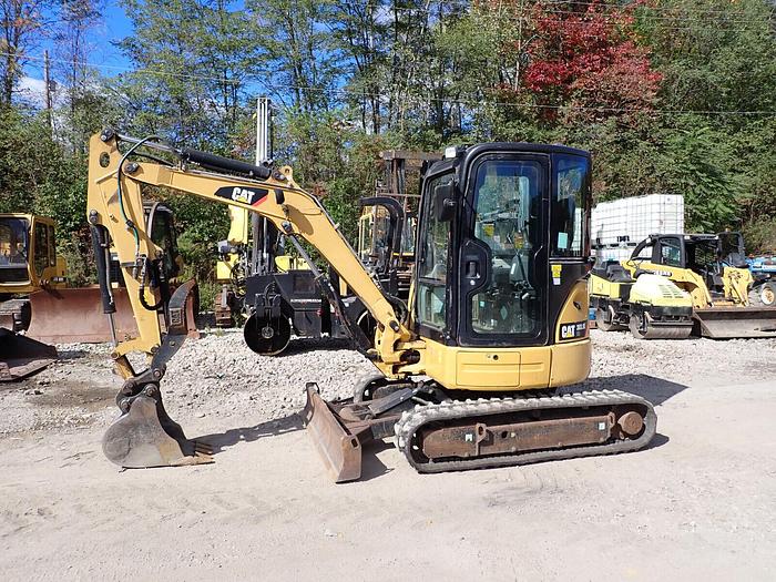 Used 2014 Caterpillar 303.5E Mini Excavator FULL CAB! A/C Hydraulic Thumb CAT Q/C