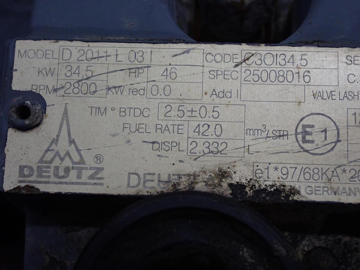 Used 2012 Deutz D2011 L03I Diesel Engine POWER UNIT w/ PTO CLUTCH!