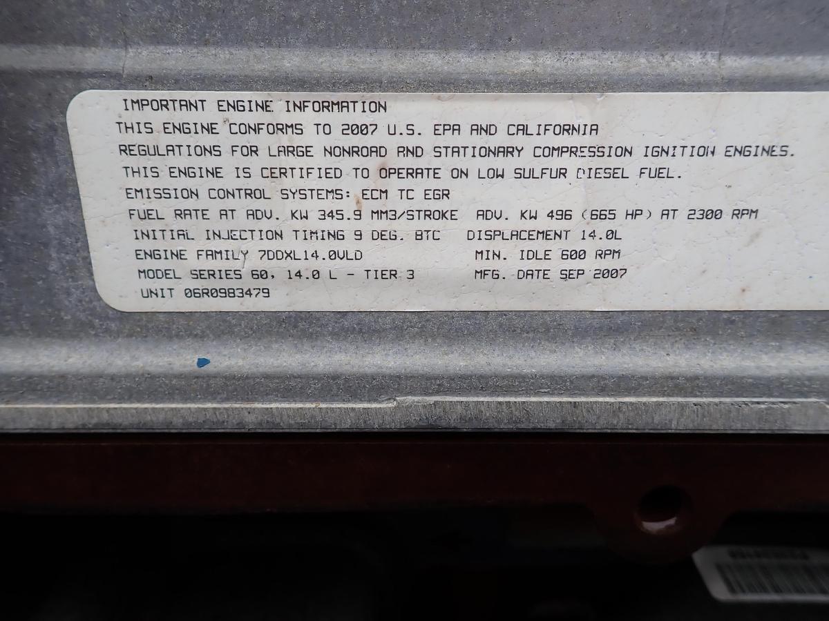 Used 2007 Detroit Diesel 14 Liter 665 HP Power Unit 